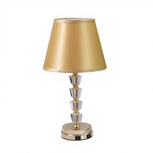 Lámpara de Mesa de Cristal de Lujo Exclusiva Transfronteriza con Pantalla de Tela Cónica para Dormitorio, Control Táctil y Carga USB - Product Image 2