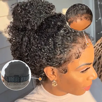 Perruque frontale en dentelle HD bouclée, densité 180, avec cordon de serrage invisible, en cheveux humains Remy, prête à porter, pour femmes noires