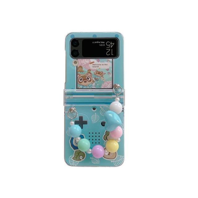 Korea Cute Colorful Animal 3D Doll Chain PC Phone Case for Samsung Galaxy Z Flip 3 4 5G