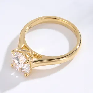 Customized Classic Style Round Brilliant Cut 1.2CT Moissanite Wedding Jewelry Women Real Solid Gold Ring For Woman