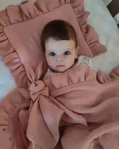 婴儿床毯6层平纹细布毯床上用品亚麻婴儿配件新生儿浴巾母亲儿童接收毯