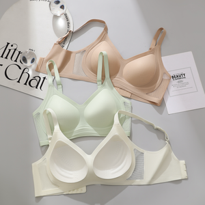 Women's Summer Thin Solid <b>Wire</b>-Free Adjustable Straps Large Size Knitted Bralette Sexy V-Neck <b>Soft</b> Breathable 3D Jelly Strip - Product Image 1