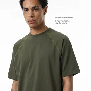 <span class=keywords><strong>Abbigliamento</strong></span> da <span class=keywords><strong>Uomo</strong></span> |   T-shirt Sportiva in Misto Cotone 220G con Collo a O e Maniche Raglan, Leggera ed Elastica, Stile Streetwear, Vestibilità Ampia, Primavera Estate - Product Image 3