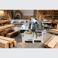 Machine combinée améliorée Auto C400 5-en-1 : Scie à panneaux horizontale, Raboteuse, Dégauchisseuse, Mortaiseuse, Défonceuse multifonction