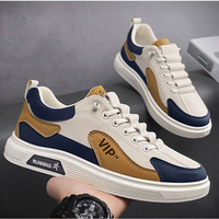 Nouvelles baskets décontractées pour hommes, à blocs de couleur, en cuir synthétique, semelle en caoutchouc antidérapante, semelle intérieure en EVA, doublure en mesh, chaussures à enfiler