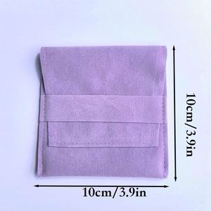 Pochettes à bijoux en daim personnalisées avec logo, sacs cadeaux doubles, pochette enveloppe en daim 10x10cm, emballage carré pour bagues, boucles d'oreilles, colliers - Product Image 3