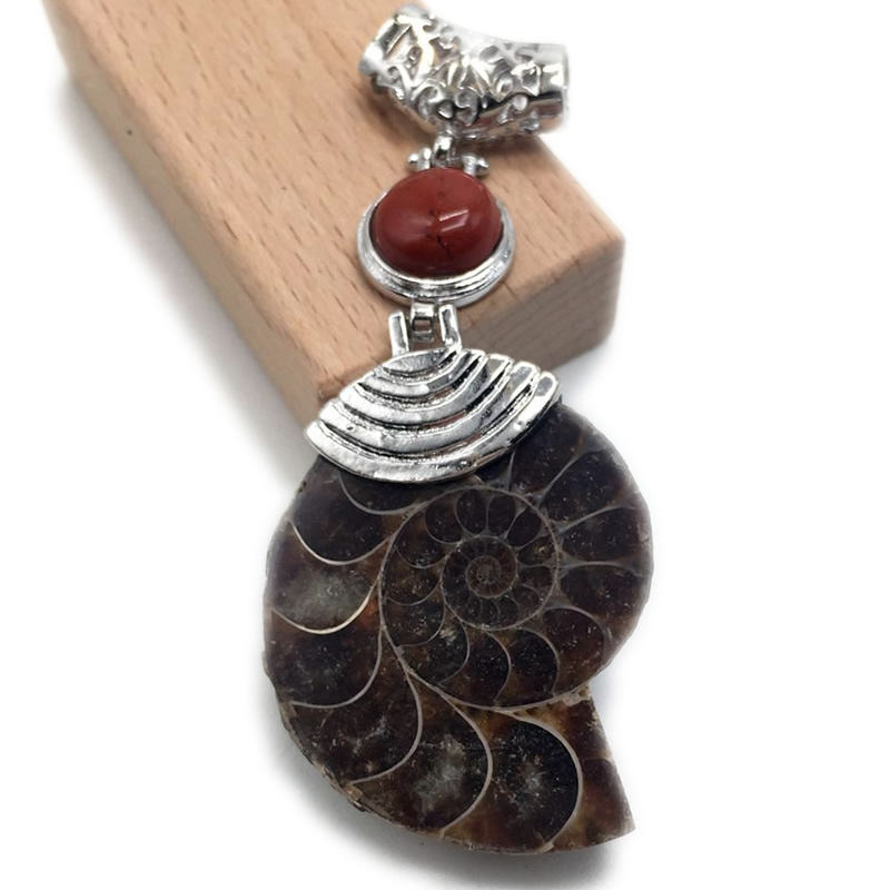 Red stone snail pendant