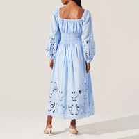 Vêtements de marque en gros, MOQ faible, sur mesure, maxi longue robe d'été à manches longues, de haute qualité, élégante, luxueuse, pure, 100% lin, dentelle, coupe trapèze