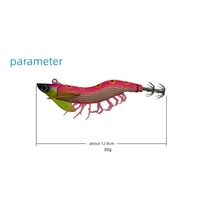 Nouvelle conception, leurre de pêche au calamar à coulée rapide de 12,8 cm et 30 g avec effet lumineux et UV, pattes souples en bois de Paulownia, appât artificiel en forme de crevette