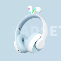 Sibyl Earphone nirkabel stereo, Headset Gaming musik telinga kucing LED, Headphone pabrik untuk ponsel dengan mikrofon