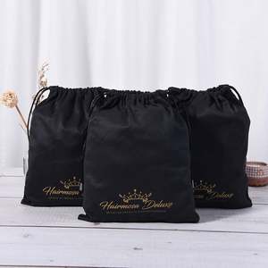 Sacs à cordon en satin de soie recyclable de luxe, sac à main pour perruque, chaussures de danse, logo personnalisé pour le stockage de cadeaux, emballage anti-poussière pour perruques - Product Image 2