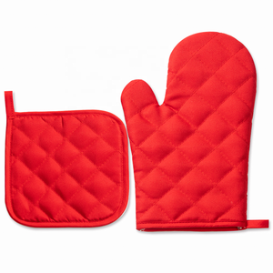 Résistant à la chaleur LOGO personnalisé imprimé cuisine BBQ <span class=keywords><strong>four</strong></span> gant gant de cuisine chef de cuisine coton mitaines de <span class=keywords><strong>four</strong></span> et porte-casserole ensemble - Product Image 1