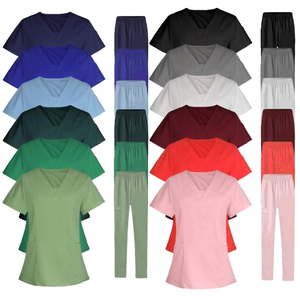 ชุดพยาบาลสครับผ้ายีนส์ปรับแต่งได้ชุดเสื้อและกางเกงโรงพยาบาลแบบยืดหยุ่นสำหรับผู้หญิงและผู้ชาย - Product Image 1