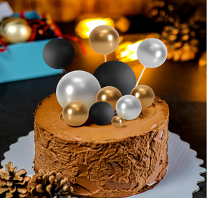 32 Piezas de Adornos para Pastel con Forma de Globo, Mini Globos, Palitos Decorativos para Pastel, Bolas para Pastel, Decoración para Cumpleaños y Baby Shower (Dorado, Plateado, Negro) - Product Image 5