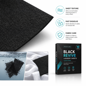 Foglietti per Bucato Neri Private Label per Rinnovare il Colore dei Vestiti <span class=keywords><strong>Scuri</strong></span>, Riducono lo Sbiadimento, Sicuri per Lavatrice, Confezione da 10 Fogli - Product Image 6