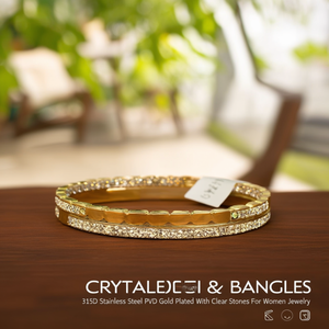 Bracelet en cristal, acier inoxydable 316L plaqué or PVD avec pierres transparentes, bijoux pour femmes - Product Image 3