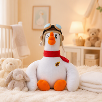 Peluche personnalisée pingouin aviateur, jouet en peluche pour enfants, poupée pingouin pilote avec lunettes et écharpe rouge