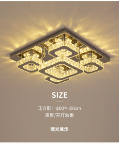 Đèn chùm pha lê sang trọng kiểu mới đèn <span class=keywords><strong>LED</strong></span> hình vuông biệt thự khách sạn đèn trần hiện đại - Product Image 3