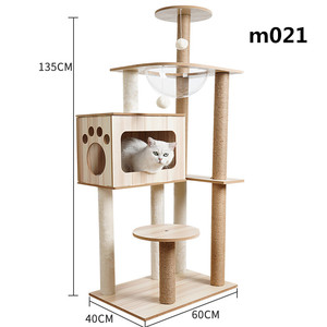 Arbre à chat en bois de luxe avec <span class=keywords><strong>griffoir</strong></span> et maisonnette, structure d'escalade pour chat, jouet pour animaux de compagnie, vente en gros - Product Image 2