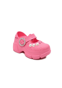 Zoccoli con plateau e perle stile Mary Jane per donne e ragazze, estivi, morbidi, leggeri, con punta chiusa, suola in EVA, taglia 18 - Product Image 1