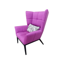 Fauteuil d'appoint moderne et confortable en tissu violet avec dossier haut et pieds en métal pour appartement, hôtel ou salon