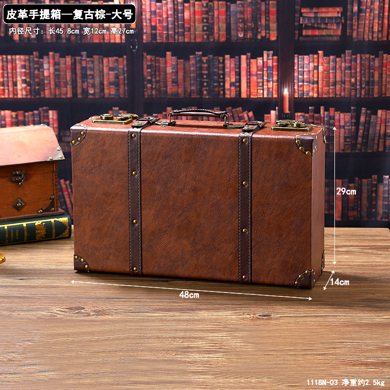 1118N-03 Valise en cuir - Marron vintage - Grande taille