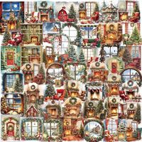 50 pegatinas de escenas navideñas con dibujos animados para decoración DIY de fundas de teléfono, cuadernos y vasos.