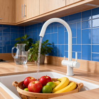 Robinet mélangeur de cuisine à double poignée 3 voies avec filtre à eau pure, 3 lignes, en acier inoxydable, purificateur d'eau