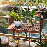 Table suspendue pour balcon en bois d'acacia Combohome, table pliante en bois massif pour balcon, mobilier d'extérieur