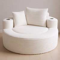 Chaise longue sans structure en mousse haute densité, 55,5 pouces, surdimensionnée, compressée, avec porte-gobelets