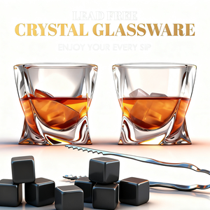 Ensemble de carafe à <span class=keywords><strong>whisky</strong></span> en verre de luxe de haute qualité avec 4 pierres, boîte en bois, comprend des glaçons, personnalisable pour l'<span class=keywords><strong>utilisation</strong></span> du vin - Product Image 6
