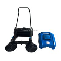 ROCKBEST Nouvelle balayeuse manuelle autoportée pour extérieur, bac à poussière 55L, largeur de nettoyage 920mm, haute efficacité 3680m²/h pour routes