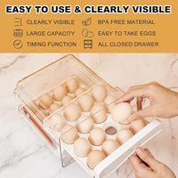 Porte-oeufs empilable pour réfrigérateur, boîte de rangement d'oeufs à double couche à 32 grilles avec tiroir, organisateur d'oeufs peu encombrant
