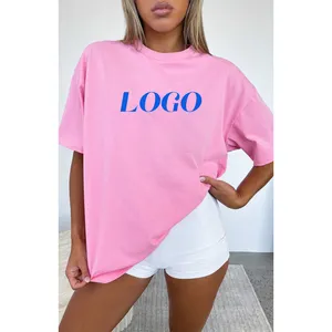 Camisetas holgadas con logotipo personalizado para mujer, ropa de talla grande, de algodón suave 100%, venta al por mayor
