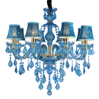 Candelabro de cristal moderno de estilo europeo azul cielo estilo Simple adecuado para el hogar sala de estar dormitorio salón de banquetes Hotel cristal