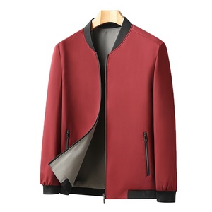 Herren Frühling Sommer Einfarbige Patchwork-Bomberjacke mit Reißverschluss, Kragenlose Lässige Freizeitjacke für Mütterliche Väter mittleren Alters - Product Image 3