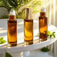 Luxuriöse Bernsteinfarbene Glas-Roll-on-Flasche 5ml 6ml 8ml 10ml 15ml mit Gold- oder Silber-Aluminiumkappe für Ätherische Öle, Attar-Öle und Kosmetik