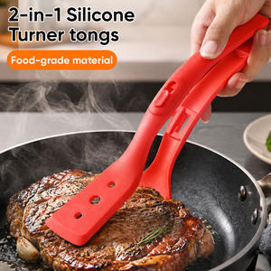 Spatule-pince en silicone 2-en-1 avec verrouillage, ustensile de cuisine anti-rayures de qualité alimentaire, résistant à la chaleur 230°C ° C pour Cuisine & BBQ & Maison - Product Image 1