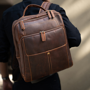 High Demand Genuine <b>Leather</b> Luxury Large Capacity <b>Backpack</b> for Unisex Travel <b>Laptop</b> Bag for Business Available For Sale - Product Image 6