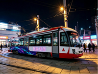 Tramway électrique touristique personnalisé pour zone scénique montagneuse et tournages de films  Projet de visite nocturne de la ville par télévision