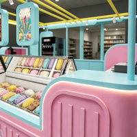 Maßgefertigte Eiscreme-Vitrine Multifunktionale Hochleistungs-Gefriertruhe Kommerzielle Gelato-Auslagevitrine mit LED-Beleuchtung