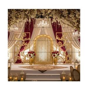 ฉากหลังลายฉลุทองคำแบบจัลลี 3 ชิ้น ทำจากไฟเบอร์กลาส สำหรับเวทีงานแต่งงานสุดหรู - Product Image 1