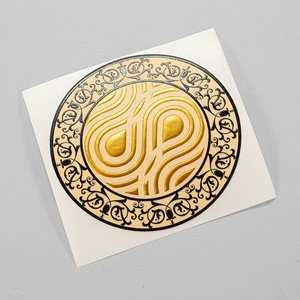 豪华质感纸张3D圆形贴纸定制徽标局部UV压纹徽标密封标签贴纸带金箔 - Product Image 1
