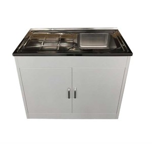 Meuble de cuisine moderne à structure démontable en bois et acier, meuble sous évier en métal avec rangement à prix abordable - Product Image 4