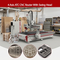 Fresadora CNC de 4 Ejes para Madera, 3D ATC 1325/1530, Máquina para Fabricar Puertas, Máquina de Grabado CNC para Madera