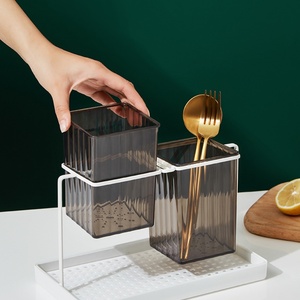 Support mural de rangement pour baguettes et cuillères, en plastique, avec égouttoir, style luxe léger, pour cuisine domestique et restaurant - Product Image 6