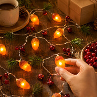 Guirlande lumineuse LED de Noël en forme de cône de pin, lumières féériques à suspendre pour la décoration de chambre, d'ambiance, d'arbre de Noël et de maison