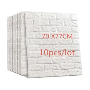 Wholesale 3d brick foam wall panel-NEW 3D Brick Wall Stickers Wallpaper Decor Foam Waterproof Wall Covering Wallpaper for Kids Living Room DIY Background