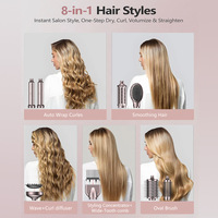 Styler capillaire 8-en-1 haute vitesse avec moteur sans balais 110 000 tr/min, 1400W, 3 vitesses, protection thermique, sèche-cheveux et boucleur