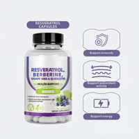 HDK OEM ODM Capsules de Resvératrol, Berbérine, Extrait de Pépins de Raisin et Quercétine 600mg – Antioxydant, Soutien Immunitaire, Végétalien
